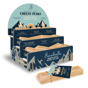 Ferribiella presenta la nuova linea di barrette di formaggio per cani Cheesy Peaks.