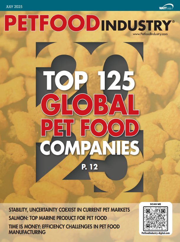 Copertina della rivista Petfood Industry, con il titolo 'TOP 125 GLOBAL PET FOOD COMPANIES